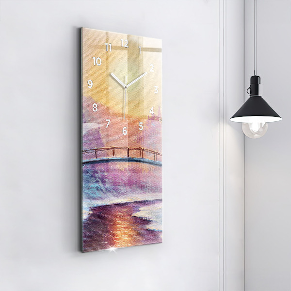 Vertikale Uhr mit motiv Weihnachtsbaum und Brücke