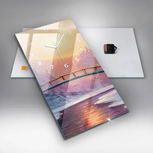 Vertikale Uhr mit motiv Weihnachtsbaum und Brücke