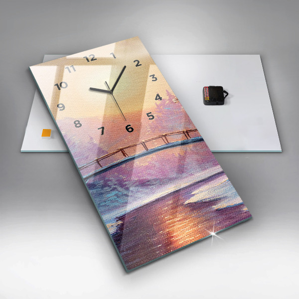 Vertikale Uhr mit motiv Weihnachtsbaum und Brücke