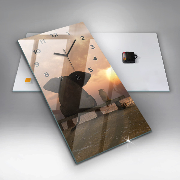 Vertikale Uhr mit motiv Tiere im Sonnenuntergang