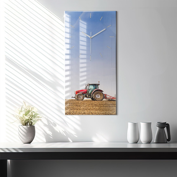 Vertikale Uhr mit motiv Landwirt im Traktor
