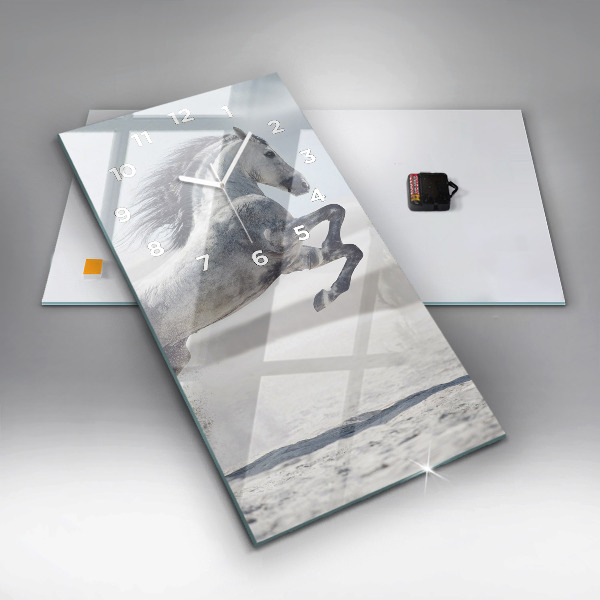 Vertikale Uhr mit motiv Galoppierendes weißes Pferd