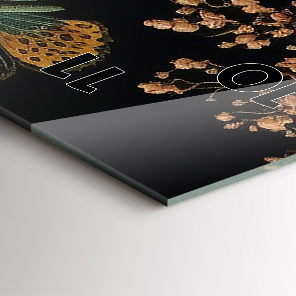 Vertikale Uhr Blume und goldene Schmetterlinge