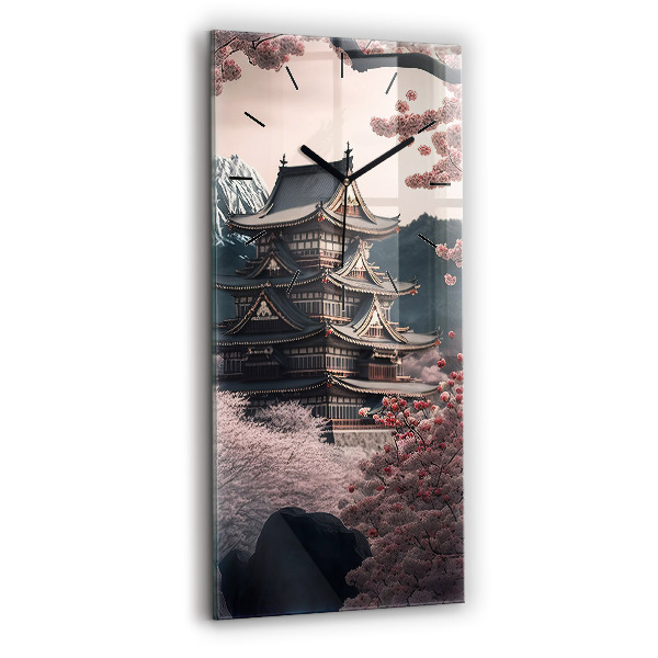 Vertikale Uhr Asiatischer Turm Kirschblüten