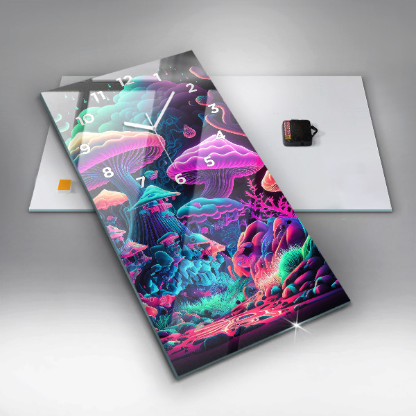 Vertikale Uhr mit motiv Neon-Pilze