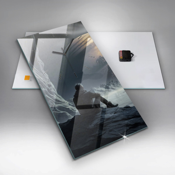 Vertikale Uhr Mann auf Mond Hintergrund