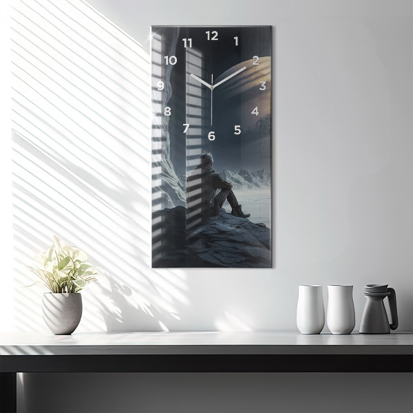 Vertikale Uhr Mann auf Mond Hintergrund