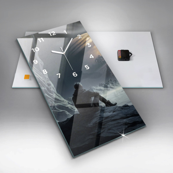 Vertikale Uhr Mann auf Mond Hintergrund