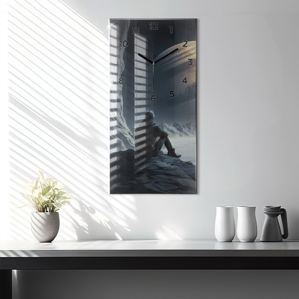 Vertikale Uhr Mann auf Mond Hintergrund