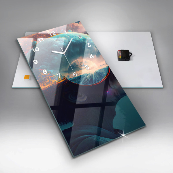 Vertikale Uhr mit motiv Futuristische virtuelle Welt