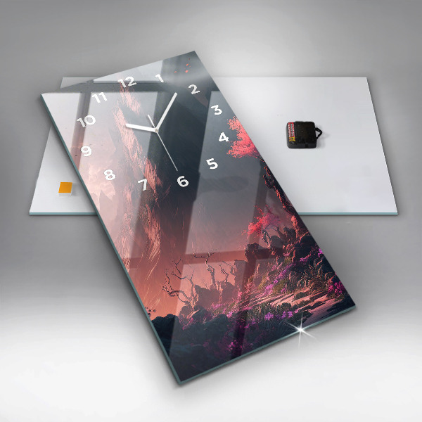 Vertikale Uhr Magischer Wald und Gebirge