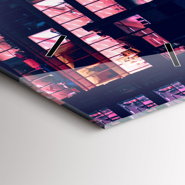 Vertikale Uhr mit motiv Warschau bei Nacht