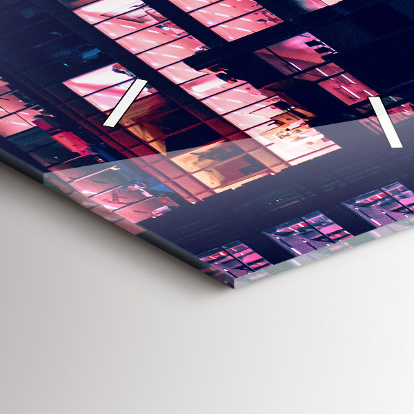 Vertikale Uhr mit motiv Warschau bei Nacht