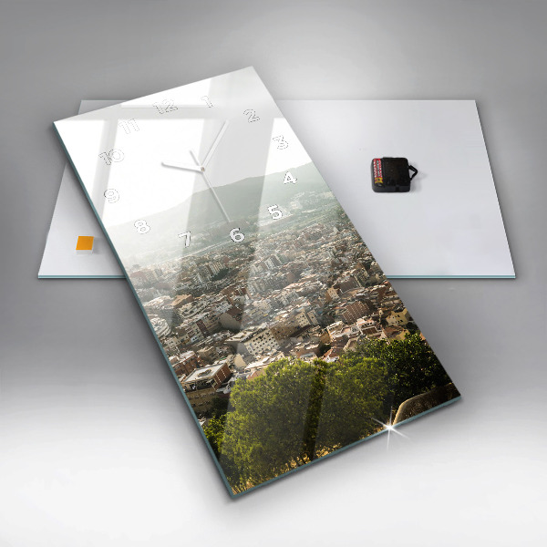 Vertikale Uhr mit motiv Barcelona Blick auf den Montjuic