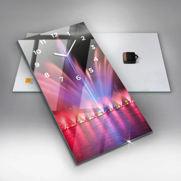 Vertikale Uhr Breslauer Springbrunnen bei Nacht