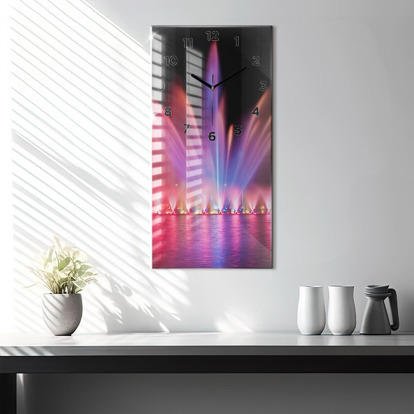 Vertikale Uhr Breslauer Springbrunnen bei Nacht