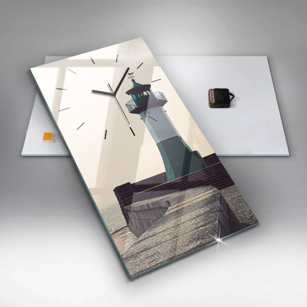Vertikale Uhr mit motiv Leuchtturm und Meer