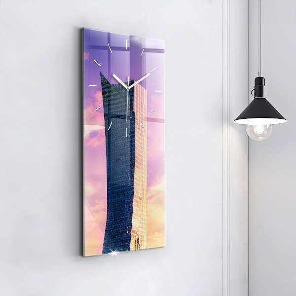 Vertikale Uhr mit motiv Wolkenkratzer in Warschau