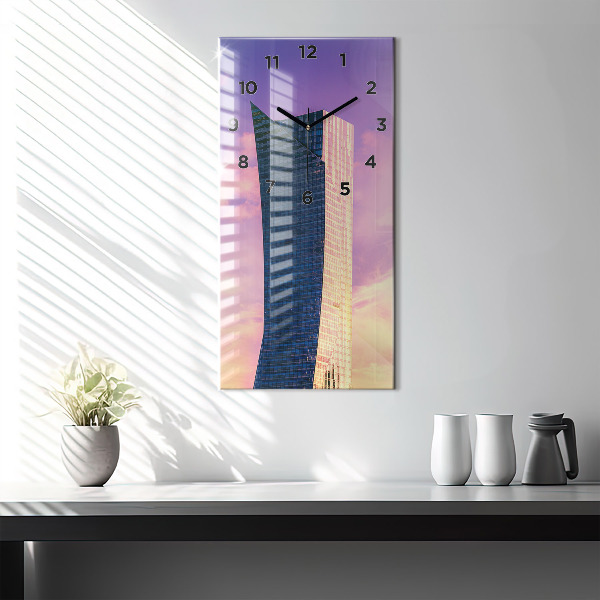 Vertikale Uhr mit motiv Wolkenkratzer in Warschau