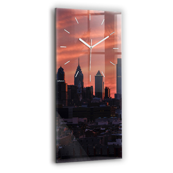 Vertikale Uhr mit motiv Skyline von Philadelphia