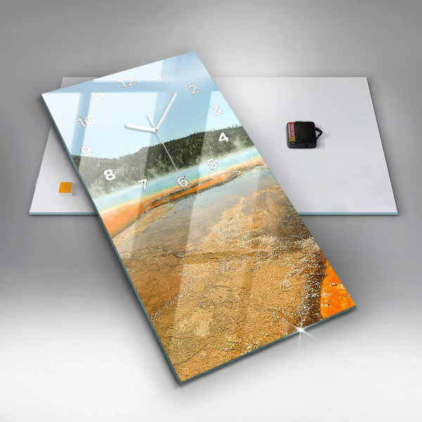 Vertikale Uhr mit motiv See mit Bergen