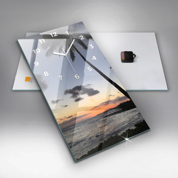 Vertikale Uhr Palme und Sonnenaufgang