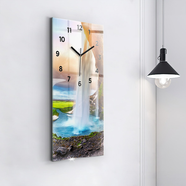 Vertikale Uhr mit motiv Wasserfall in Island