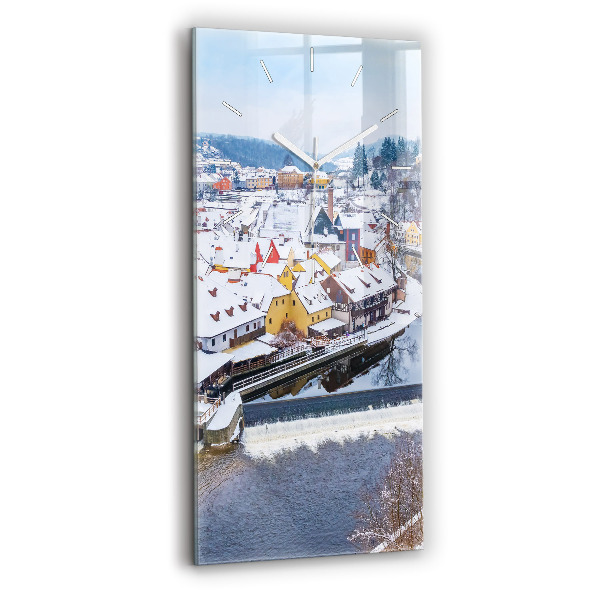 Vertikale Uhr mit motiv Panorama einer Stadt im Winter