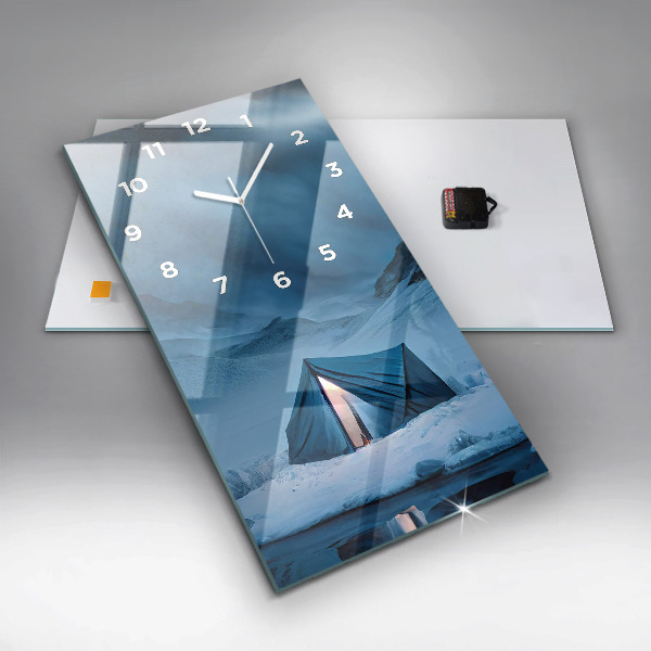 Vertikale Uhr mit motiv Zelt in den Bergen von Island