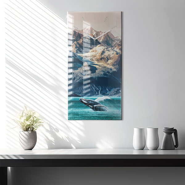 Vertikale Uhr mit motiv Walfisch Wasser