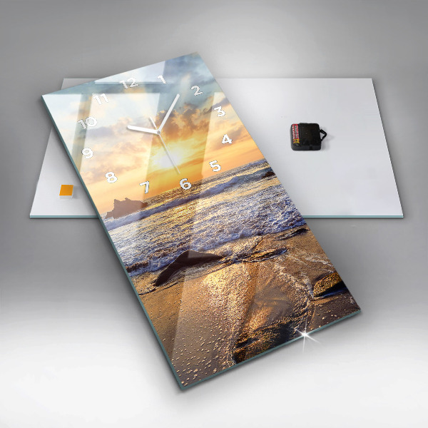 Vertikale Uhr mit motiv Sonnenuntergang am Strand