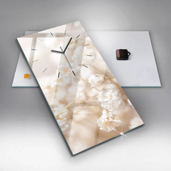 Vertikale Uhr mit motiv Kleine weiße Blumen