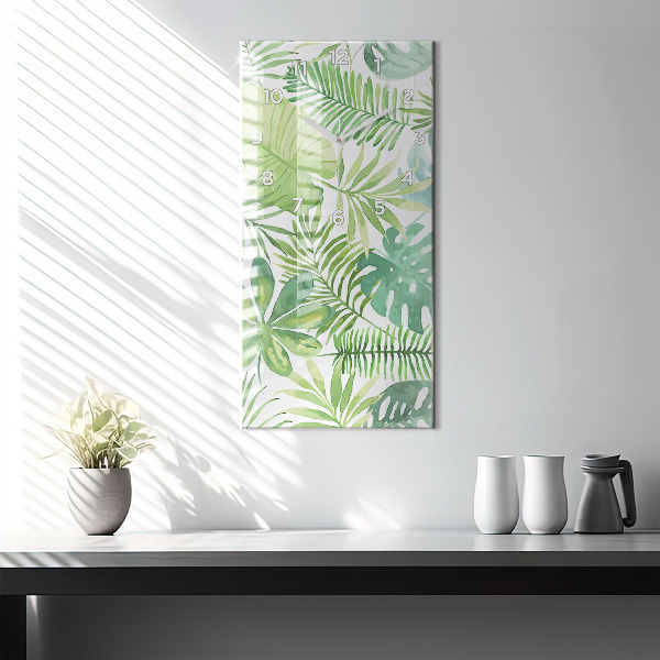 Vertikale Uhr mit motiv Grüne Blätter