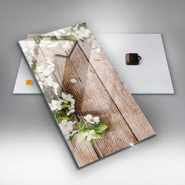 Vertikale Uhr Blumen auf Holz