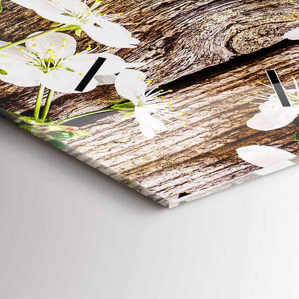 Vertikale Uhr Blumen auf Holz