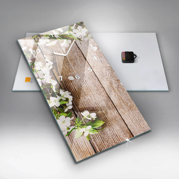 Vertikale Uhr Blumen auf Holz