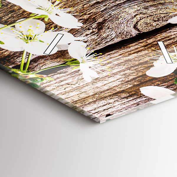 Vertikale Uhr Blumen auf Holz