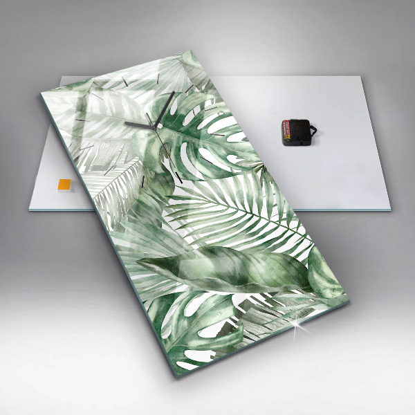 Vertikale Uhr mit motiv Gemalte Pflanzenblätter