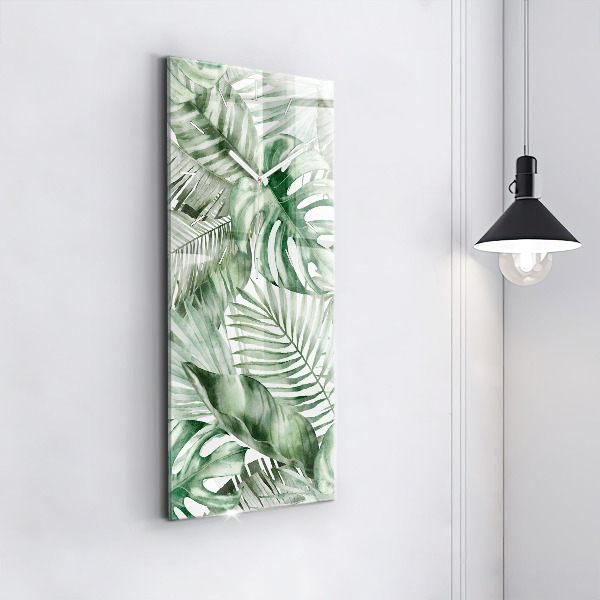 Vertikale Uhr mit motiv Gemalte Pflanzenblätter