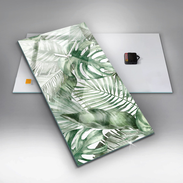 Vertikale Uhr mit motiv Gemalte Pflanzenblätter