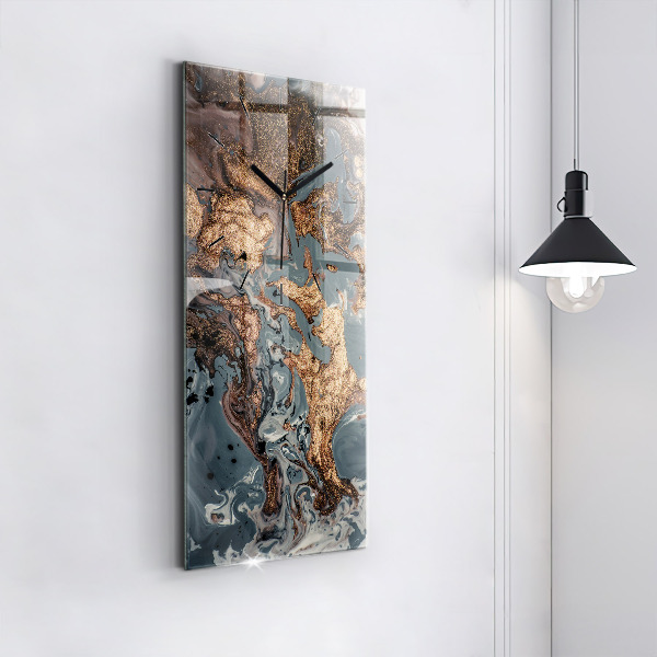 Vertikale Uhr mit motiv Abstrakte Marmor-Gold-Abstraktion