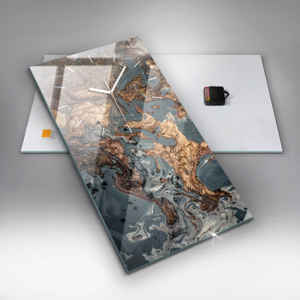 Vertikale Uhr mit motiv Abstrakte Marmor-Gold-Abstraktion