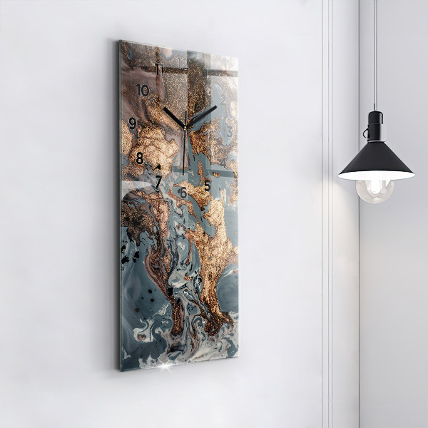 Vertikale Uhr mit motiv Abstrakte Marmor-Gold-Abstraktion