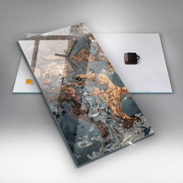 Vertikale Uhr mit motiv Abstrakte Marmor-Gold-Abstraktion