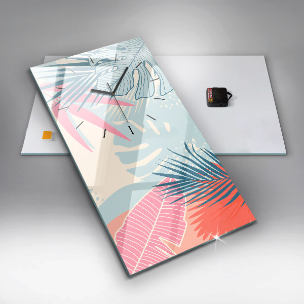 Vertikale Uhr mit motiv Pastellfarbene Blätter - tropisch