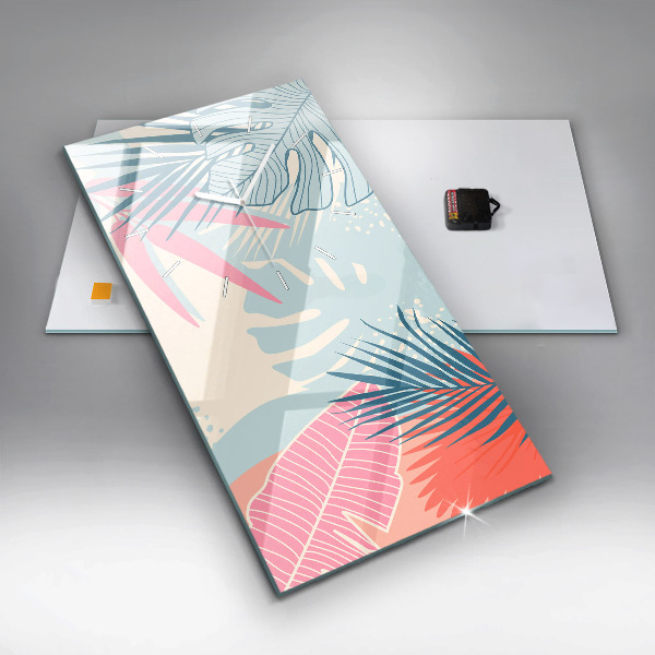 Vertikale Uhr mit motiv Pastellfarbene Blätter - tropisch