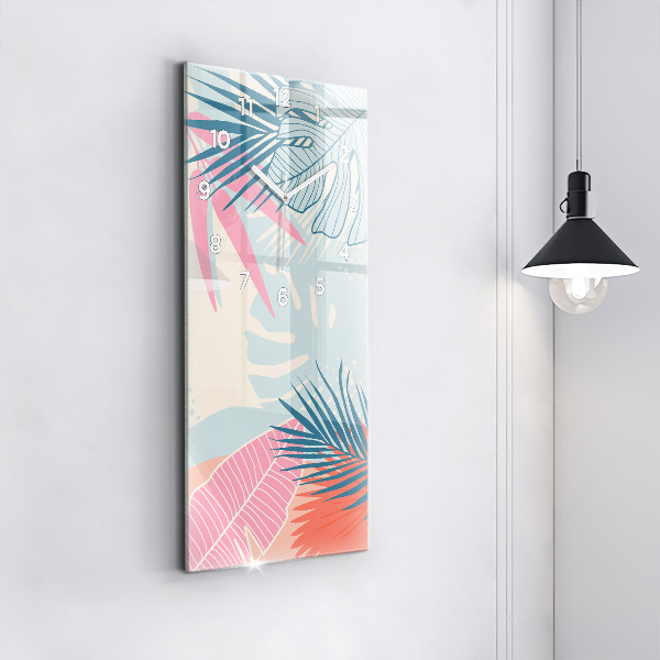 Vertikale Uhr mit motiv Pastellfarbene Blätter - tropisch