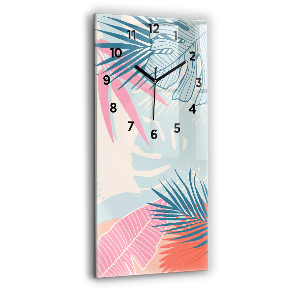 Vertikale Uhr mit motiv Pastellfarbene Blätter - tropisch