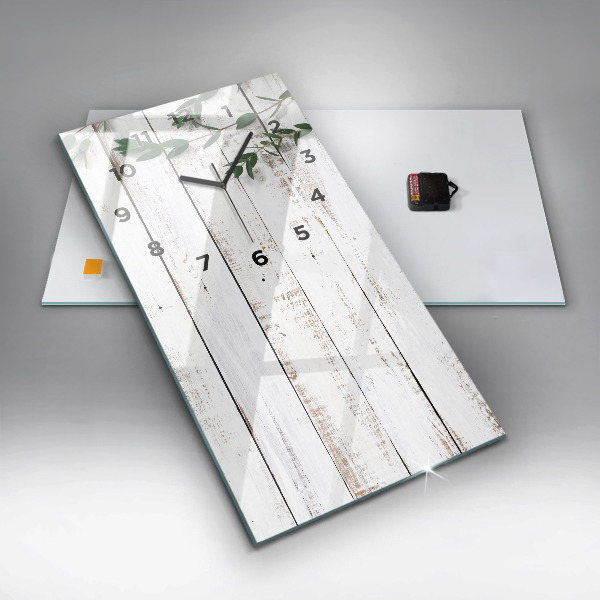 Vertikale Uhr mit motiv Helle Holzbretter