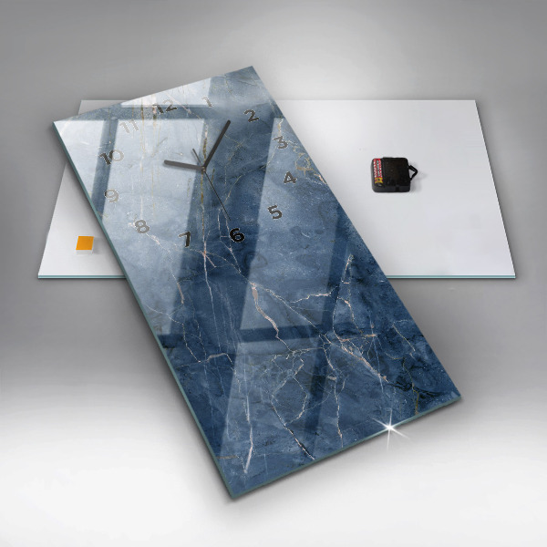 Vertikale Uhr mit motiv Blauer Marmor Textur